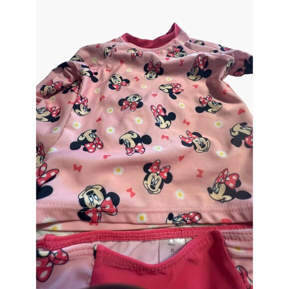 Disney Junior Minnie Mouse Rash Guard Swim Swuit Set Toddler Girls Size 2 Long s - Picture 7 of 8
